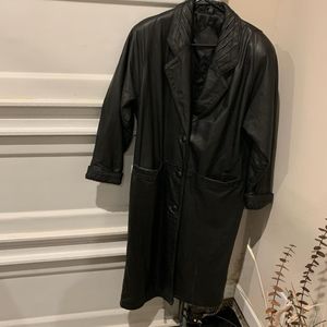 Women long leather jacket